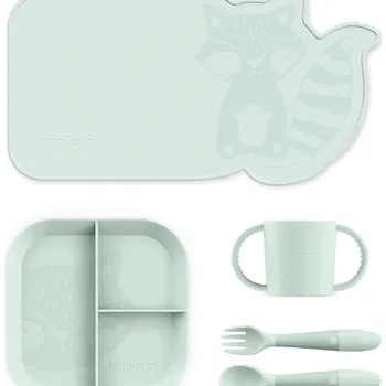 Miniland Jídelní sada s děleným talířem 5-dílná Mint (89537ML)