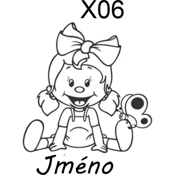 Samolepicí dekorace na vozidlo Home Deco Auto nálepka - Dítě v Autě - Holčička s motýlkem 12x12cm + Jméno