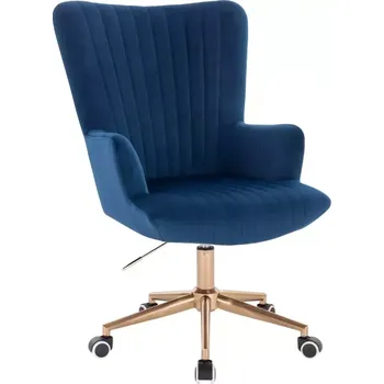 LuxuryForm DESIGN Křeslo AMADEO VELUR na zlaté podstavě s kolečky - modré