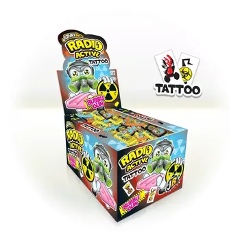 Žvýkačka Žvýkačky RADIOACTIVE 5 g - s TETOVÁNÍM - jahoda - balení 200 ks (Žvýkačky s tetovačkou / s ovocnou příchutí / jednotlivě balené)
