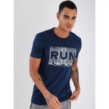 Pánské tričko Stylové pánské triko s nápisem tmavě-modré, VELIKOST S