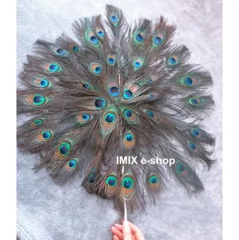 Karnevalový doplněk Kulatý vějíř z pavích pér - střední