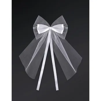 Vánoce Mašle s broží a krajkou 14cm bílá 2ks