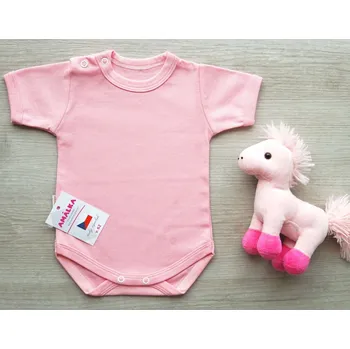 AMÁLKA Bavlněné body krátký rukáv, sytě lososové Velikost: 68