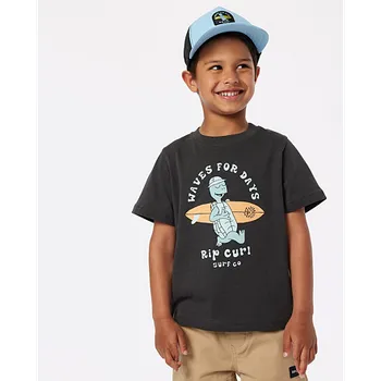 Chlapecké tričko Tričko Rip Curl TUBE TOWN WAVES TEE - BOY Washed Black velikost 7-8