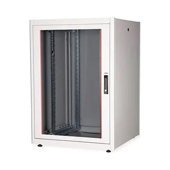 Racková skříň ROLINE 19" síťový rozvaděč 22U, stojanový, Basic, š. 800, h. 800, skleněné dveře, šedý - 26.21.0033