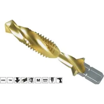 Závitořezný nástroj Ruko R270014T - Závitník maticový metrický M 3 s vrtákem, délka 36 mm, upínací stopka Bit 1/4", Short HSS-TiN