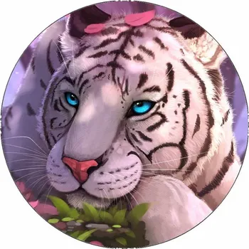 Jedlá dekorace na dort Jedlý papír ležící bílý tygr s modrýma očima 19,5 cm