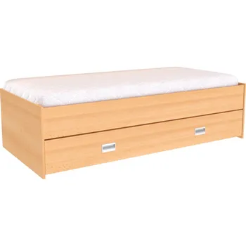 Postel Zvýšené lůžko DUO s přistýlkou Dekor: Buk, Úchytky: zapuštěné úchytky, Zvýšené čelo: bez zvýšeného čela