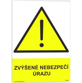 Kancelářské potřeby Traiva s.r.o. Zvýšené nebezpečí úrazu Verze: Samolepka 210 x 297 mm (A4) tl. 0.1 mm - Kód: 03650