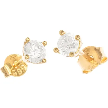 Náušnice Argento 6A018 Zlaté náušnice - čirý kulatý zirkon, průměr 4 mm