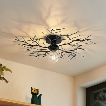 Svítidlo Stropní svítidlo Lindby Vetki, Ø 60 cm, černé, 1 světlo, kovové - Stropní držák - Ø 11 cm, výška 2,5 cm černá matná 1 x 60 W - Doprava zdarma