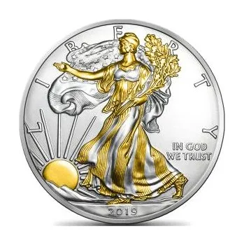 1 unce stříbrná mince americký orel 2019 teilvergoldet
