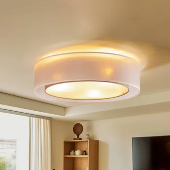 Euluna Tibu stropní světlo, textil, Ø50cm, zemitá barva - Stříška - Ø 10 cm, výška 2,5 cm hnědá jako hlína 3 x 15 W - Doprava zdarma