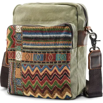 Vojensky zelená plátěná retro taška přes rameno Bohemian - Delton Bags