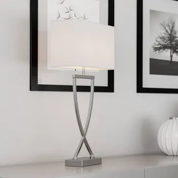 Lampička By Rydéns Omega stolní lampa chrom/bílá výška 52cm - kabelu se zástrčkou 200 cm chrom, bílá 1 x 40 W - Doprava zdarma