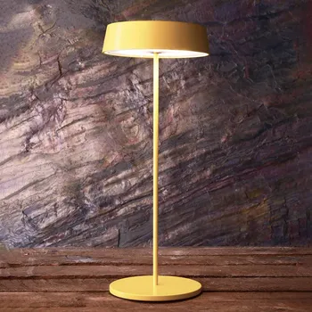Venkovní osvětlení Deko-Light LED stolní lampa Miram s baterií stmívatelná žlutá - výška stínidla 3 cm; Ø noha 10,2 cm žlutý LED 2,2 W celkem - Doprava zdarma