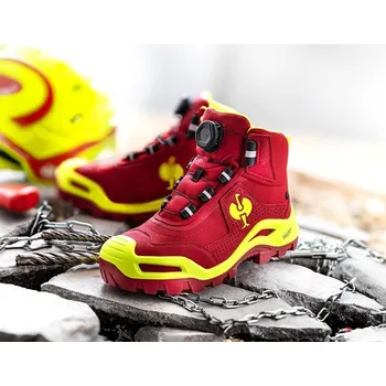 Pracovní obuv Bezpečnostní pracovní obuv ocelové čepice S3 e.s. Kastra II mid velikost 45 červená/výstražná žlutá Strauss