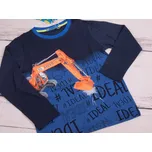 Triko dlouhý rukáv Kugo HC0762 tmavomodré s oranžovým bagrem velikost oblečení - děti: 116