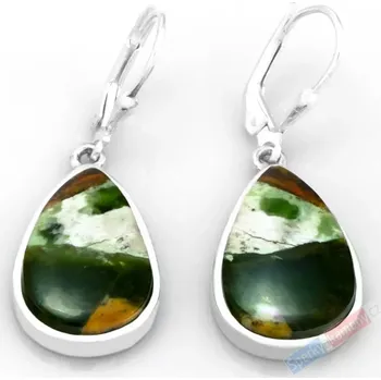 Náušnice Stříbrné náušnice (Ag 925/1000) s chromchalcedonem QA, kapky cca 20 x 14 mm, RARITA (CHN2301U)