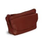 Hnědá kožená klíčenka se zipovou a klopnovou kapsičkou hklíč_02