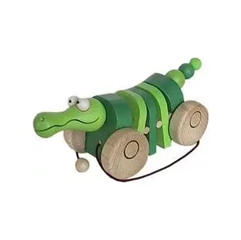 Dřevěná hračka Dřevěný tahací krokodýl klapací pro děti