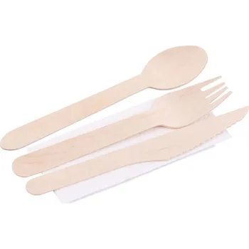 Příbor Doplňkový sortiment Příbor 4v1 MagicHome Woodline ECO dřevěný