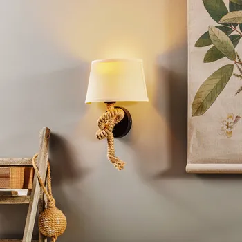 Lampička ONLI Nástěnné světlo Corda s textilním stínidlem a provazovým dekorem přírodní, béžová, černá 1 x 22 W - Doprava zdarma