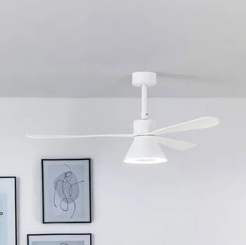 Lampička FARO BARCELONA Stropní ventilátor Amelia Cone s LED světlem, bílá - Svítidlo – Ø 24 cm, výška 13 cm; celková výška s dlouhou tyčí 50 cm; baldachýn – Ø 13 cm, výška 6 cm; minimální montážní výška 2,30 m LED 20 W celkem - Doprava zdarma