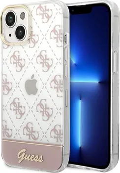 Pouzdro na mobilní telefon Guess 4G Pattern Script pro Apple iPhone 14 Plus růžové