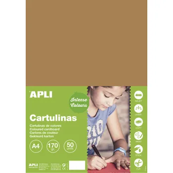 Karton Apli Apli, barevný papír, čtvrtka A4, 170g/m, 50 listů Barva: Lískový ořech