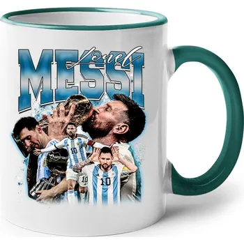 Keramický hrnek Lionel Messi - Argentina, Barva Zelená, Velikost 330 ml, Canvas Keramický hrnek s barevným uchem Bezvatriko.cz 2660