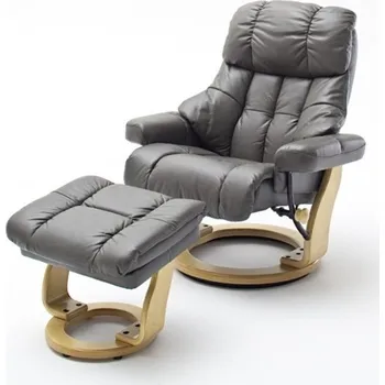 Křeslo Relaxační křeslo CALGARY včetně taburetu s úložným prostorem (Šedá)