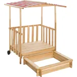 TecTake GmbH 403239 hrací domeček s verandou a pískovištěm 106x105x137cm - červená