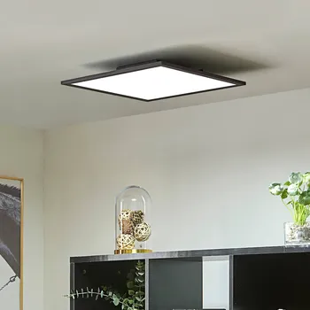 Lampička Lindby LED panel Lamin, černý, 40 cm, CCT, stmívatelný, dálkové ovládání - Stříška - délka 16 cm, šířka 16 cm černá, bílá LED 24 W celkem - Doprava zdarma