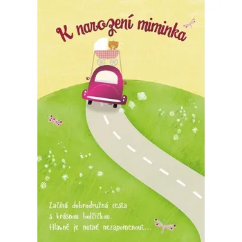 Albi Přání do obálky k narození miminka kočárek na autě pro holku