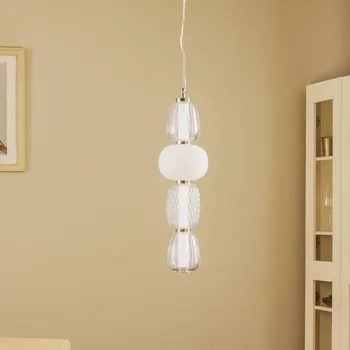 Lucande LED závěsné svítidlo Fedra, sklo, šedá/bílá, Ø 17 cm - Stříška - výška 16 cm, Ø 6 cm světle šedá, bílá, chrom LED 30 W celkem - Doprava zdarma
