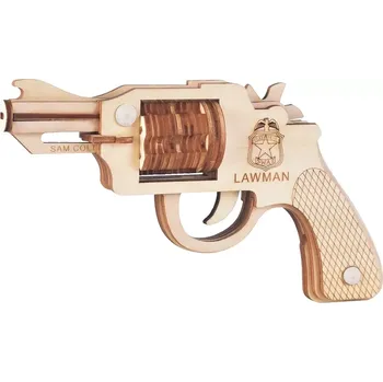 Dětské zboží Woodcraft dřevěné 3D puzzle revolver na gumičky Colt