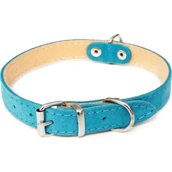 Obojek pro psa BAFPET Obojky ze semišové kůže SUNNY, hladké Barva: Světle modrá, Rozměr: 16mm x 40cm /30-35/ 02103