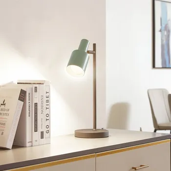 Lampička Stolní lampa Lindby Ovelia, zelená/černá, kov, E27 - Délka kabelu 180 cm; podstavec - Ø 16 cm, výška 2,5 cm; stínítko - Ø 8,5 cm, délka 18 cm zelená, černá 1 x 15 W LED - Doprava zdarma