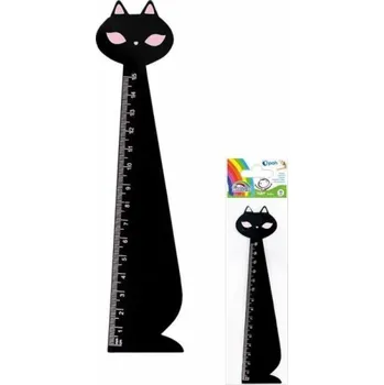 pravítka Fiorello Dřevěné pravítko 15cm kočka černé FIORELLO