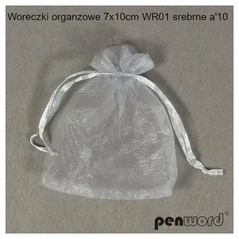 Set školních potřeb Woreczki organzowe srebrne 7x10cm 10szt