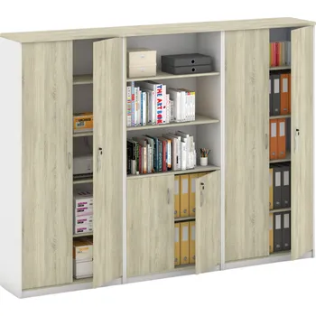 Kancelářská sestava Sestava skříní MIRELLI, Typ VII - bílá/dub sonoma