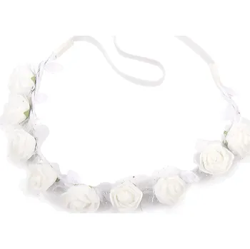 Čelenka Dámská bílá čelenka složená z malých růžiček 8000899