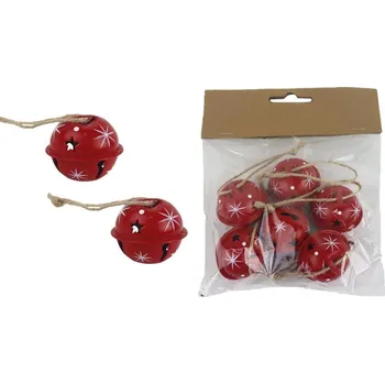 Vánoční dekorace Rolnička k zavěšení, 6 ks K3809-08