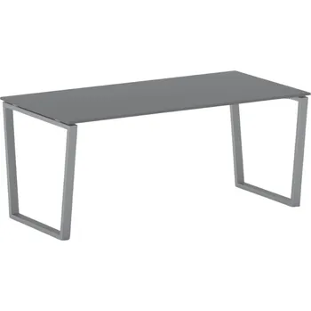 Psací stůl Kancelářský stůl PRIMO IMPRESS, 180x90 cm, šedostříbrná podnož, grafit