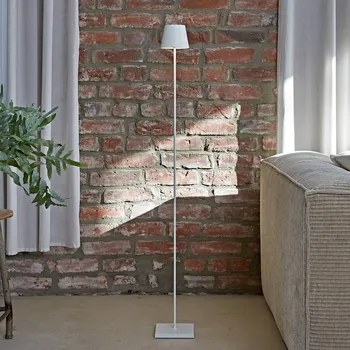 Venkovní osvětlení Sigor LED dobíjecí stojací lampa Nuindie IP54 120 cm kulatá USB-C sněhově bílá - Stínítko - Ø 11 cm, výška 8,8 cm; délka nabíjecího kabelu 120 cm sněhobílá LED 2,2 W celkem - Doprava zdarma