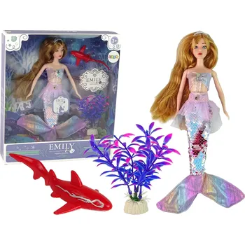 Panenka LEAN TOYS Panenka Emily - Mořská panna se žralokem a doplňky