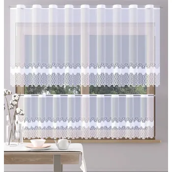 Záclona žakárová, Emily vitrážka metráž, bílá