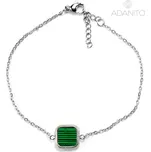 Náramek z chirurgické oceli se zeleným kamenem